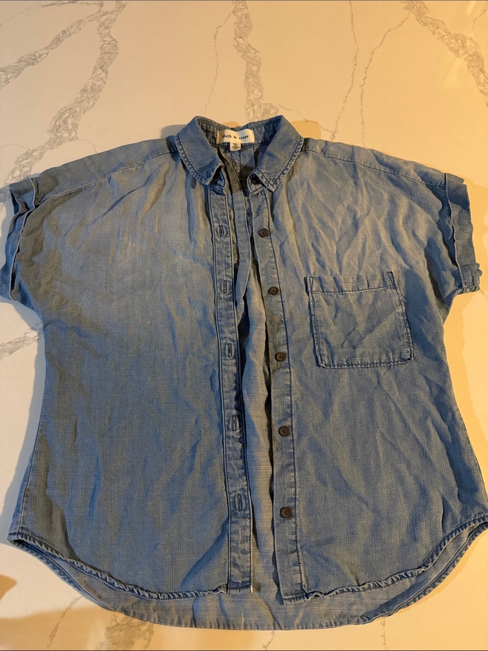 cloth & stone Light Blue Denim Button-Up Top